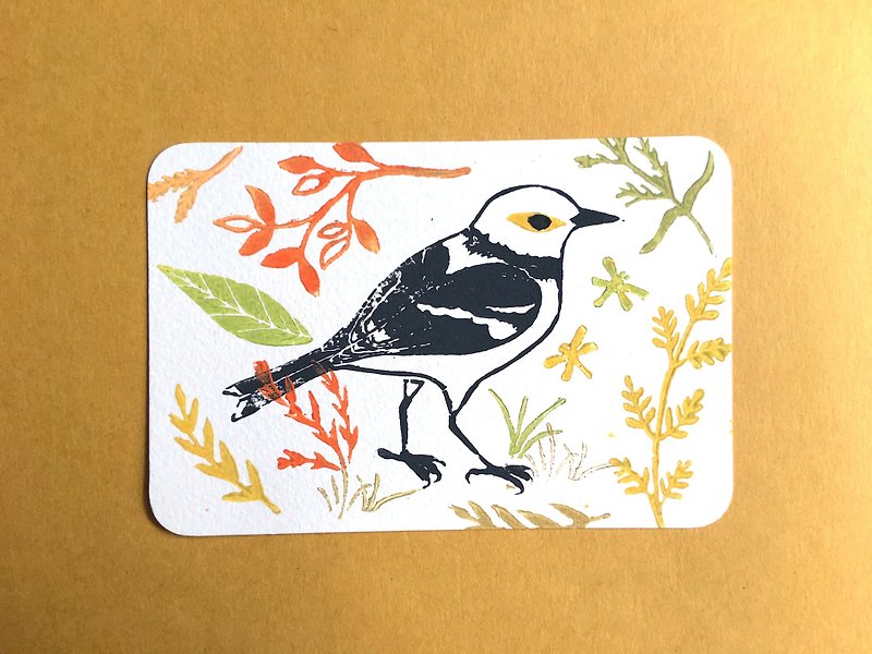 4セット植物鳥プリントポストカード勾配 - カード・はがき - 紙 オレンジ