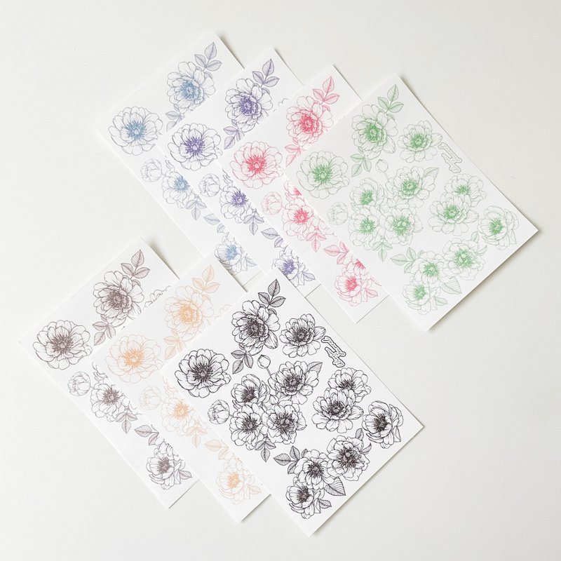 Peony flower paper sticker - 貼紙 - 紙 