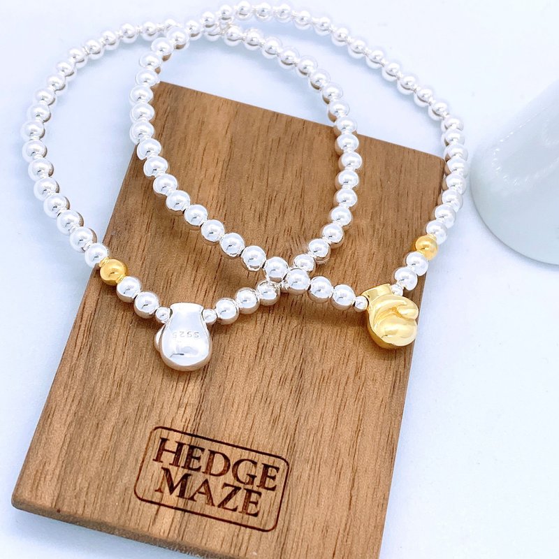 純銀 銀拳套 S925 銀珠手鍊 - 手鍊/手環 - 純銀 銀色