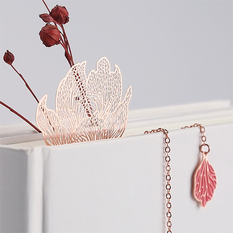 ZISUU original Begonia quality metal Bronze plant flowers context of Art bookmark classical Chinese style holiday gifts - ที่คั่นหนังสือ - ทองแดงทองเหลือง สีทอง