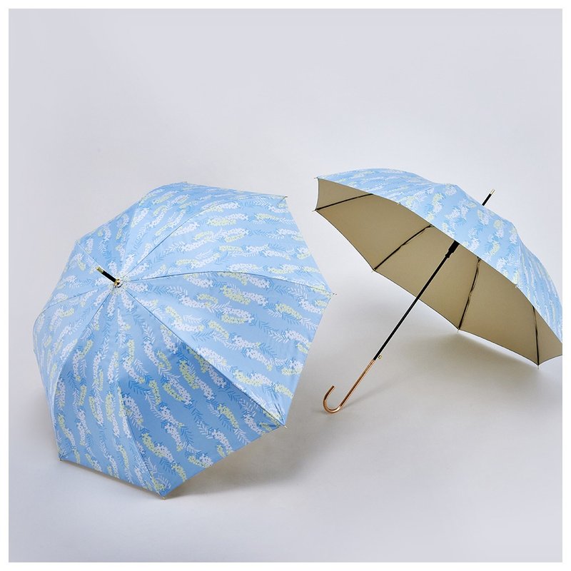 Tcf. Wisteria falling full blackout sun protection automatic straight umbrella (gold handle) lady umbrella parasol straight umbrella - Umbrellas & Rain Gear - Other Materials Blue