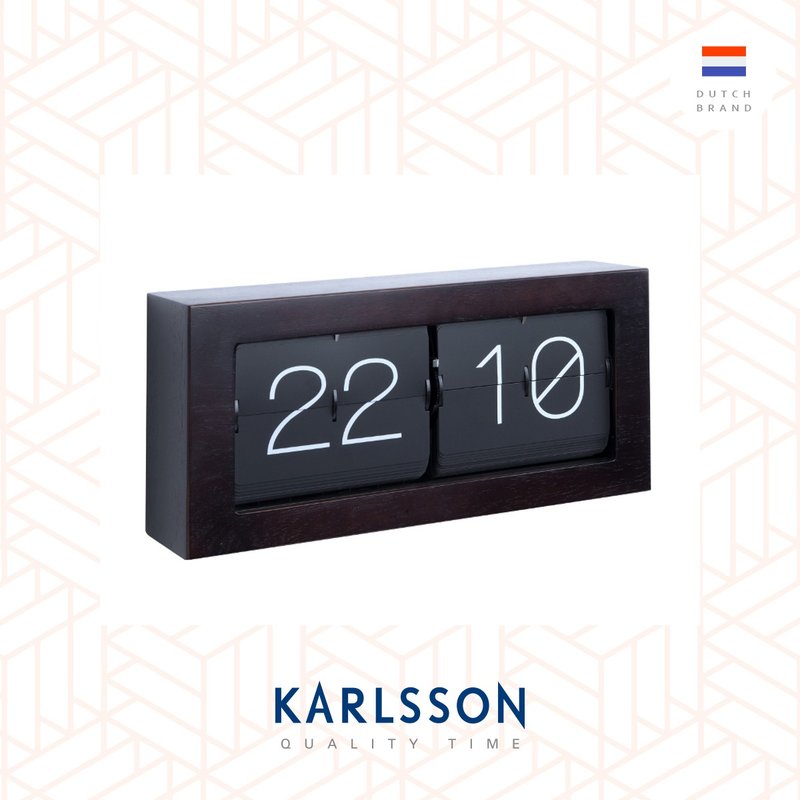荷蘭Karlsson Flip clock Boxed XL金屬啞黑翻頁鐘(掛牆/放桌兩用 - 時鐘/鬧鐘 - 其他金屬 黑色