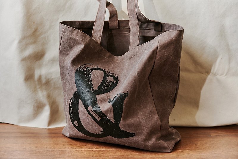 D&L DUMBO bag 深棕& - 側背包/斜背包 - 棉．麻 咖啡色