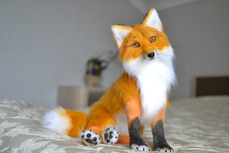 Realistic plush toy Red Fox - ตุ๊กตา - วัสดุอื่นๆ สีส้ม