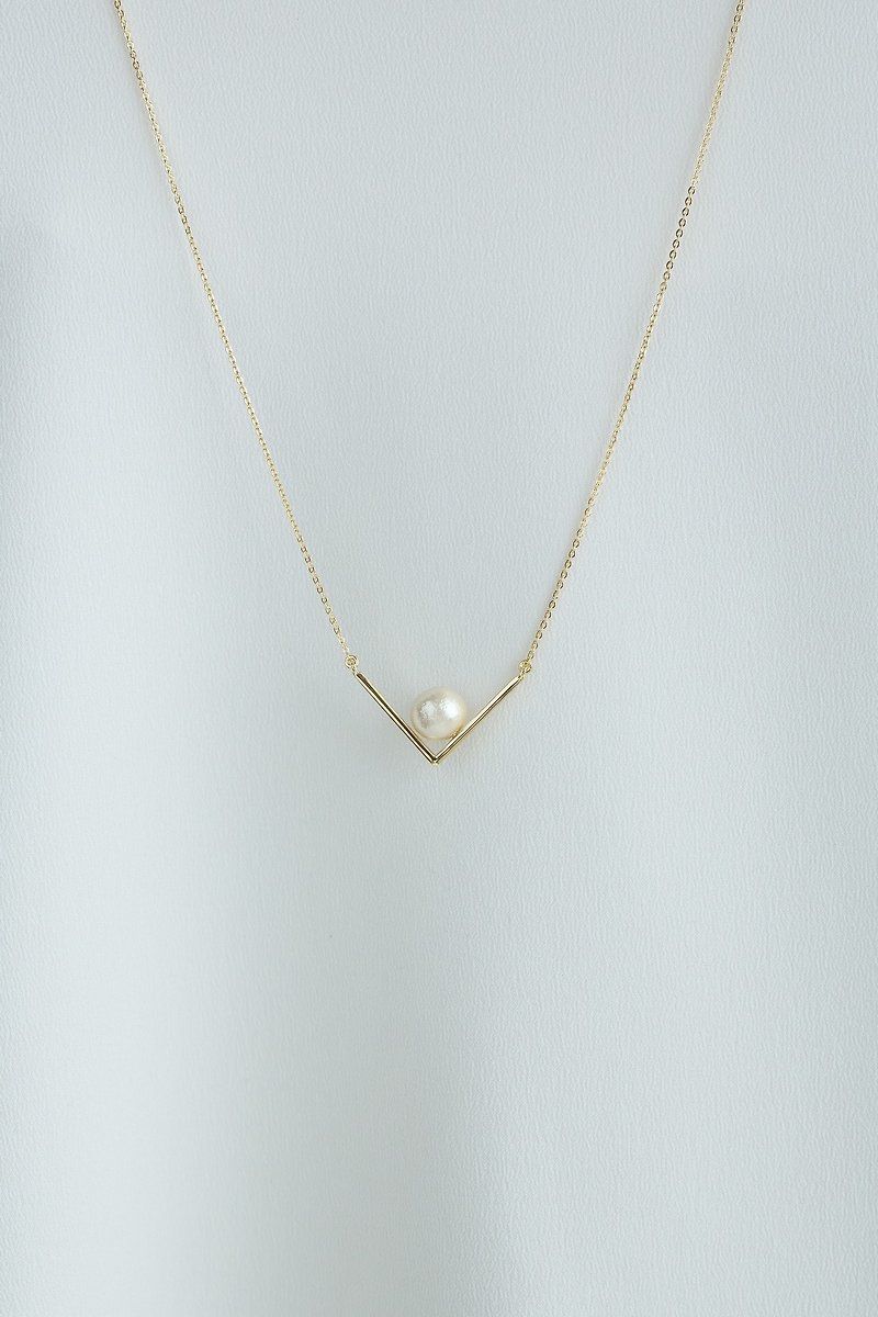 Code  series -Kismet cotton pearl necklace - สร้อยคอ - โลหะ ขาว