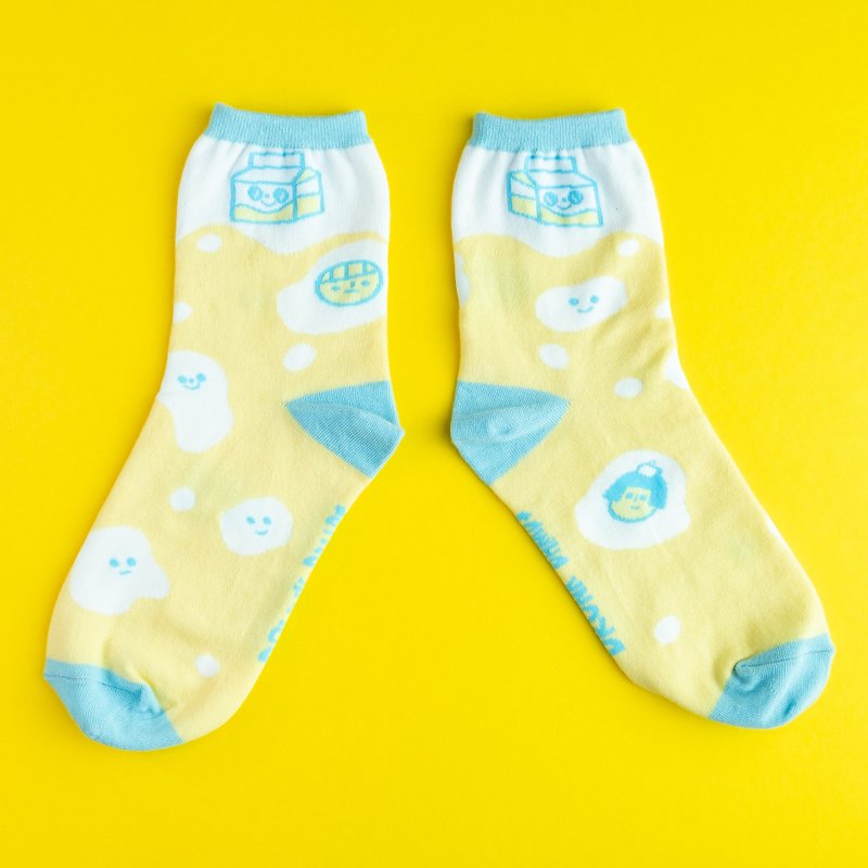 Socks / Milk - ถุงเท้า - ผ้าฝ้าย/ผ้าลินิน สีเหลือง