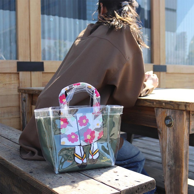 花和装透明取り外し可能防水トートバッグ - ショルダーバッグ - 刺しゅう糸 多色