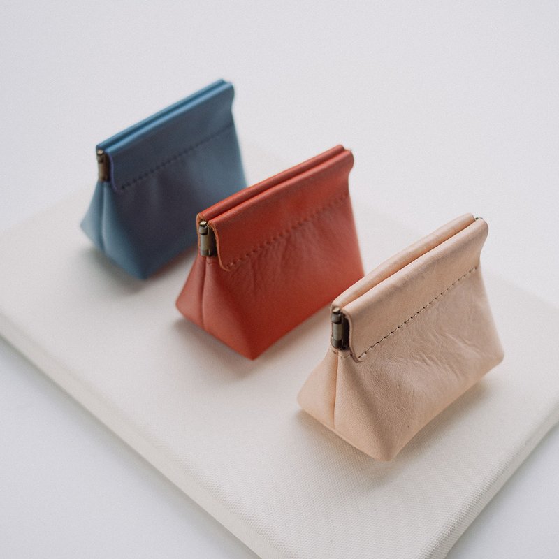 ČECHY - Small Apartment* Genuine Leather Blue Orange All-Purpose Small Bag Headphone Bag Coin Purse - Coin Purses - Genuine Leather Multicolor