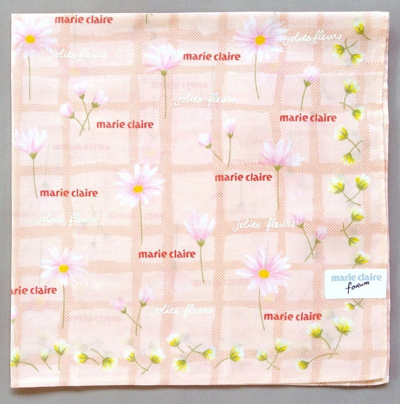 Marie Claire Vintage Handkerchief Floral Daisy 18 x 17.5 inches - 手帕 - 棉．麻 粉紅色