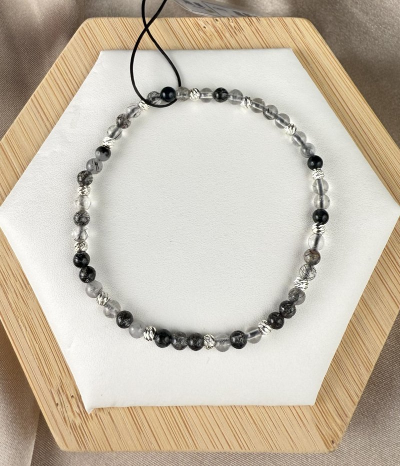 ブラックルチルクォーツのブレスレット 厄除け 浄化 集中力アップ 仕事運 ギフト - ブレスレット - クリスタル 