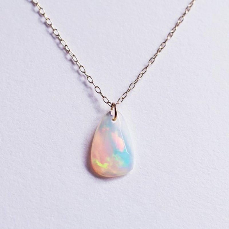 K10 Premium Ethiopian Opal Free Rose Cut Necklace Ersilia - Necklaces - Gemstone Transparent