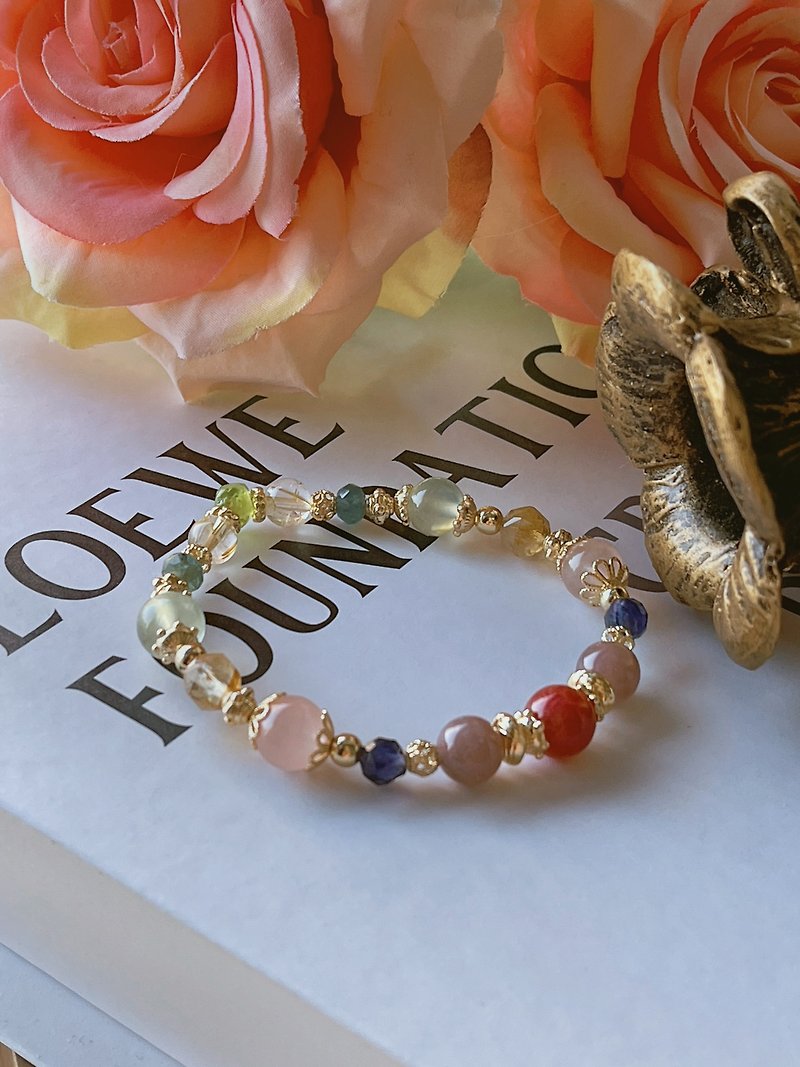 Passing the Rose丨Rose Quartz+Rosavita+ Stone//Enhancing Confidence//Natural Crystal Bracelet - Bracelets - Crystal Multicolor