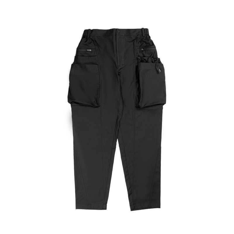 oqLiq - Nature Blessing - Double Asymmetric Drawstring Pocket Trousers (Black) - Men's Pants - Other Materials Black