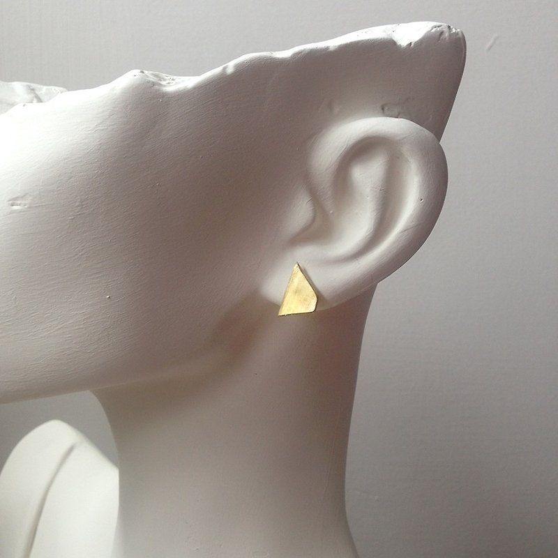 極簡主義 面  隨機幾何 黃銅 不鏽鋼針耳環 單只販售 - 耳環/耳夾 - 其他金屬 