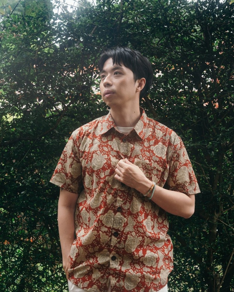 印度蓋染工藝純棉 男生襯衫 － 牡丹花紅 - 男襯衫/休閒襯衫 - 棉．麻 多色