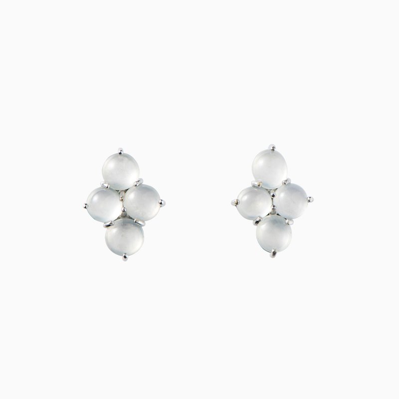 White Jadeite Stud Earrings - ต่างหู - หยก ขาว