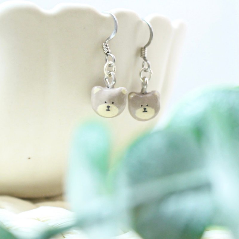 Ancient series - half fat and thin earrings - ต่างหู - เงินแท้ สีกากี