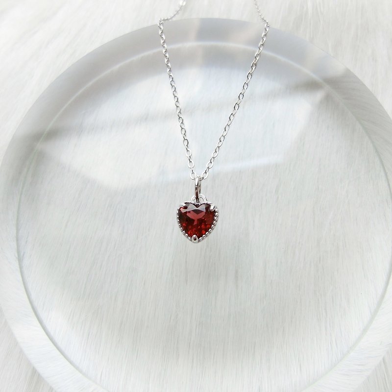 Stone sterling silver necklace 925 sterling silver love cake - Necklaces - Gemstone Red