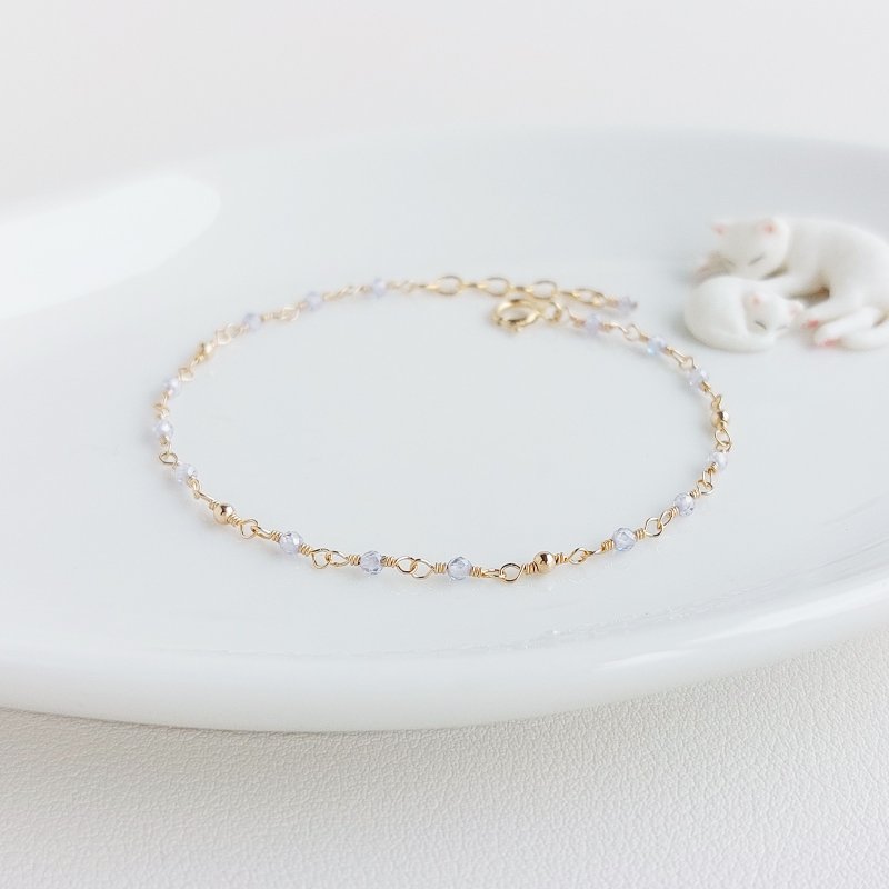 Stone+ Small Gold Ball x 14KGF Bracelet • Dots Galaxy Series - สร้อยข้อมือ - เครื่องประดับพลอย สีม่วง