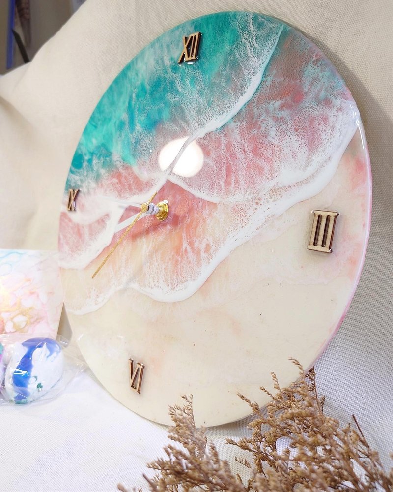 Quartz Arctic Sea: Ocean Wave Resin Clock/Customized Clock - นาฬิกา - เรซิน สึชมพู