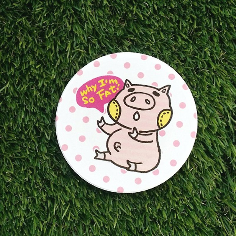 1212 play design ceramic water coaster-why i am so fat - Coasters - Paper Pink