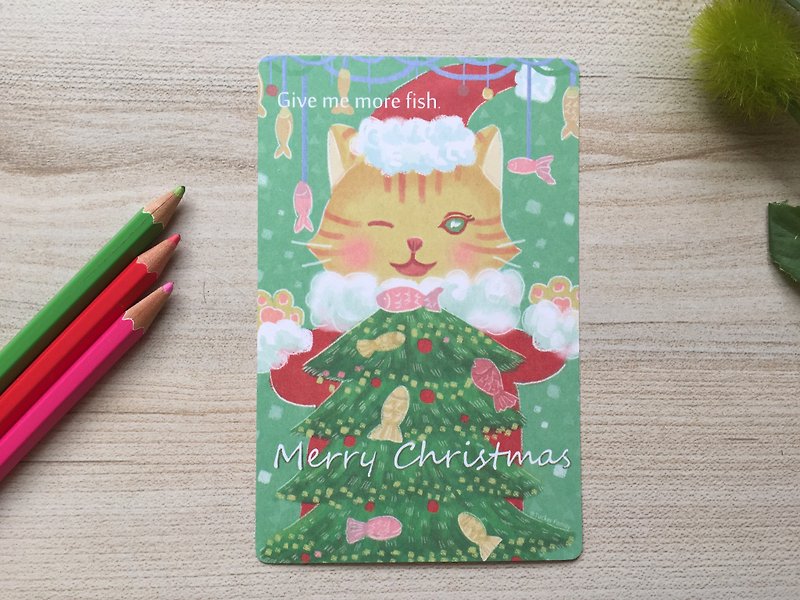 タッカーファミリー-クリスマス猫のポストカード\ MeteorStudioフィールデザイン - シール - 紙 
