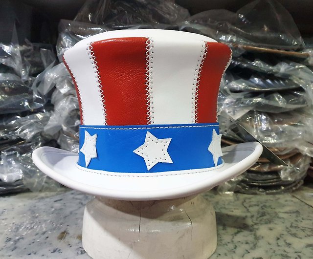 Uncle Sam American Flag Leather Top Hat - Shop Wallets And Hats 4