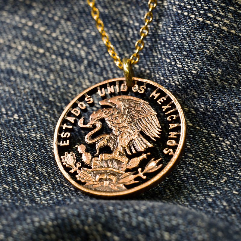 Mexican Eagle Coin Necklace - สร้อยคอ - ทองแดงทองเหลือง 