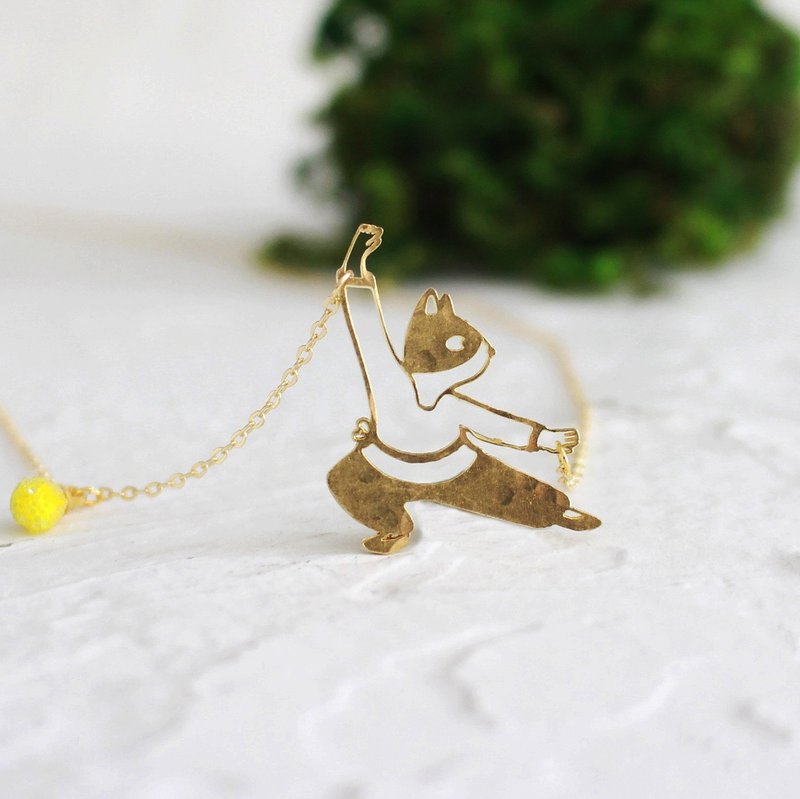 Kung Fu Cat | Mr Yo | Brass Necklace - สร้อยคอ - ทองแดงทองเหลือง สีทอง