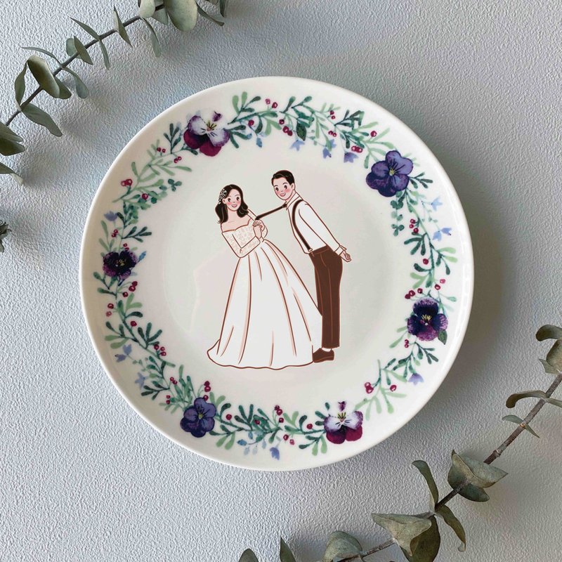 Customized color-painted wreath plate sweet color series-Sweet Whispers - Plates & Trays - Porcelain Multicolor