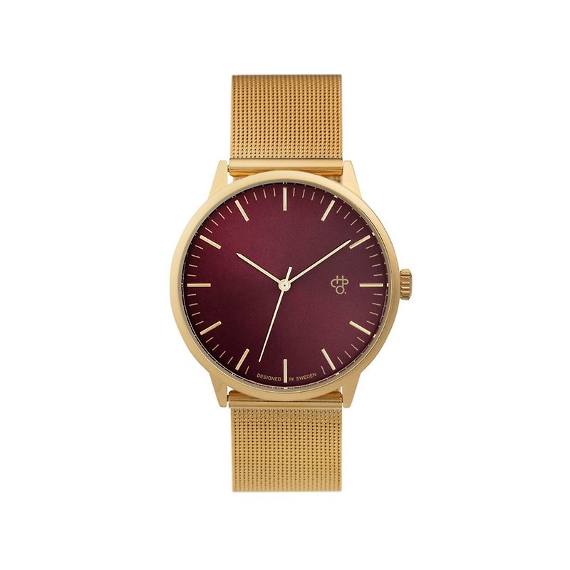 Nando Series Gold Purple Dial-Gold Milanese Band Adjustable Watch - นาฬิกาผู้ชาย - สแตนเลส สีทอง