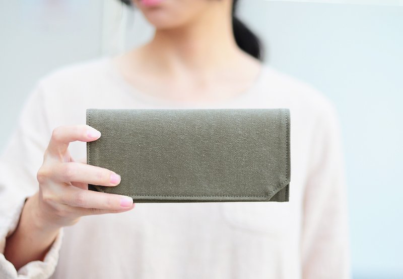 Handmade Canvas Wallet-strong tea - Clutch Bags - Paper Green