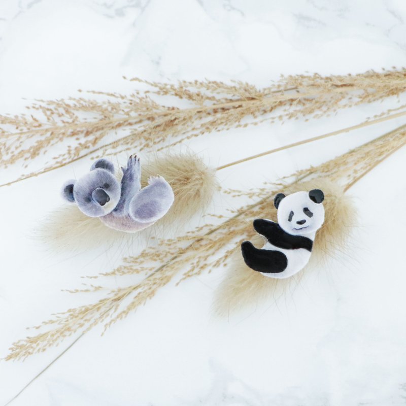 Koala and Panda Earrings - Earrings & Clip-ons - Plastic Silver