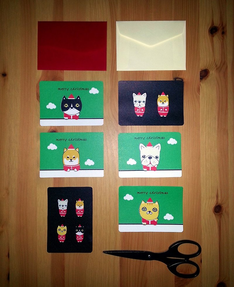 貓貓狗狗▲聖誕卡 (單款) - 卡片/明信片 - 紙 綠色