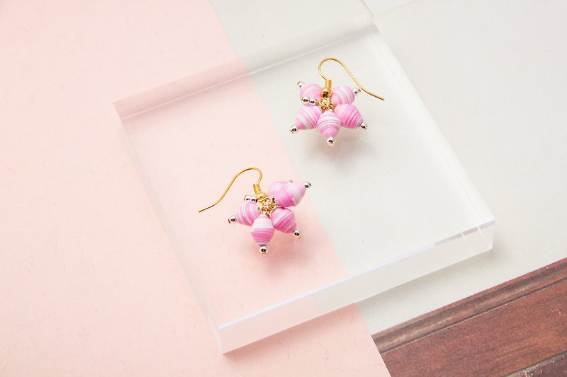 Small fruit droop earrings (powder) - Earrings & Clip-ons - Paper Pink