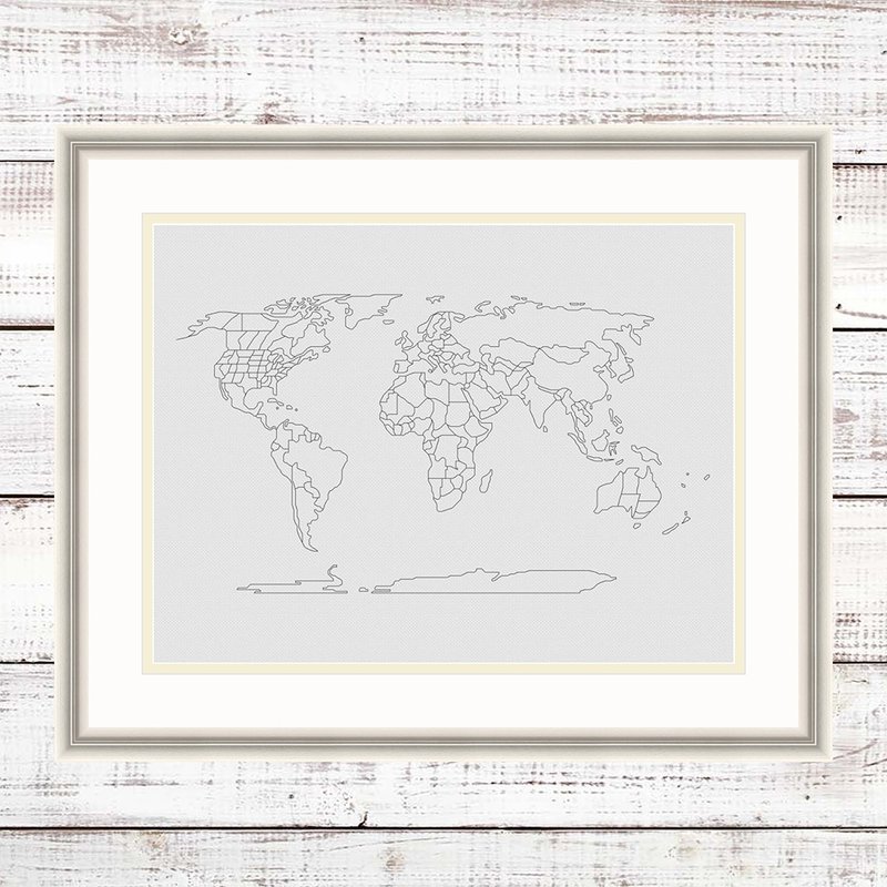 World map cross stitch pattern PDF, Xstitchline Pattern design - 手工藝教學/工具書 - 其他材質 