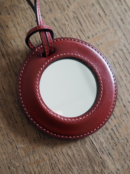 レア　良好品　HERMES　エルメス　ミラー　ネックレス　レザー HERMES エルメス ミラー ネックレス レザー ボルドー ユニ