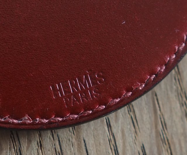 レア　良好品　HERMES　エルメス　ミラー　ネックレス　レザー HERMES エルメス ミラー ネックレス レザー ボルドー ユニ