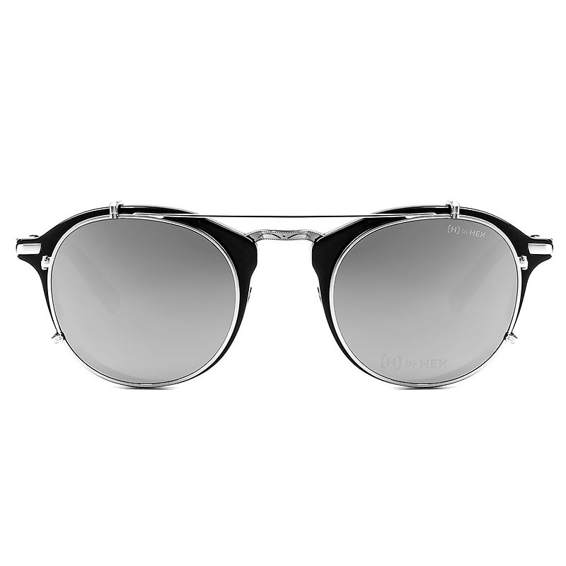 フロントハンギングサングラス付き光学メガネ|サングラス|ブラックとシルバー|台湾製 - 眼鏡・フレーム - その他の素材 ブラック