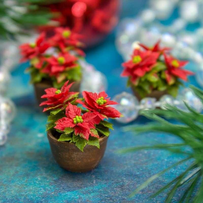 TUTORIAL Miniature poinsettia with air dry clay | PDF + video - 手工藝教學/工具書 - 其他材質 
