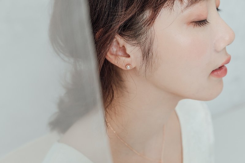 Lace little soft quality pearl Silver pearl Rose Gold earrings Fenju - ต่างหู - เงินแท้ สึชมพู