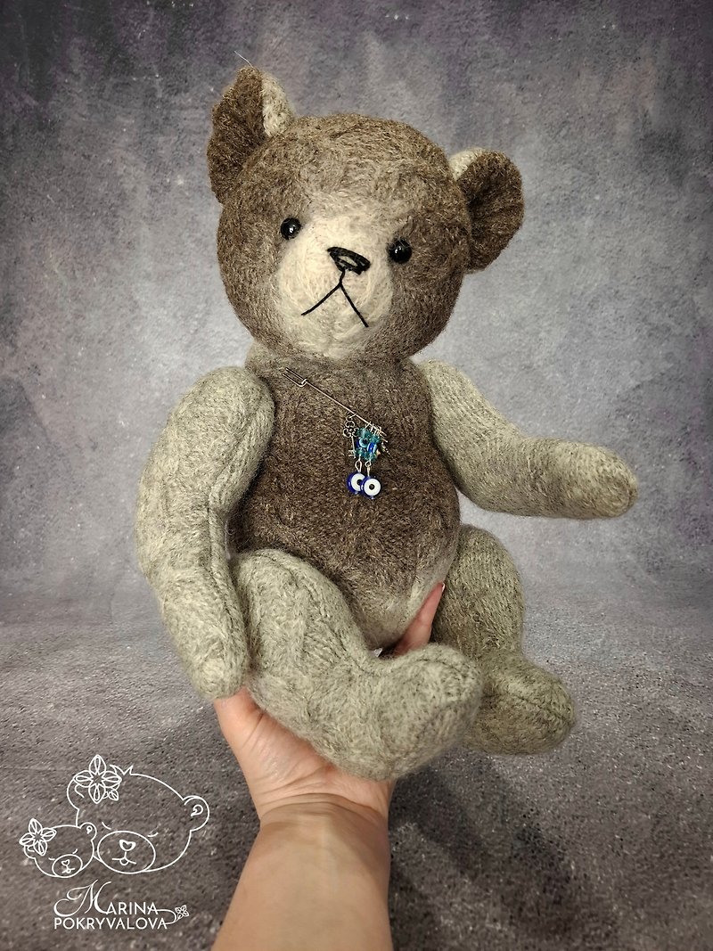 Plush teddy bear. Soft bear toy. Stuffed bear gift. Birthday gift - Stuffed Dolls & Figurines - Other Materials Brown