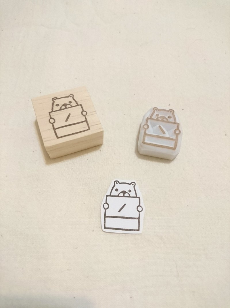 黑熊小日付印章 - 印章/印台 - 橡膠 白色