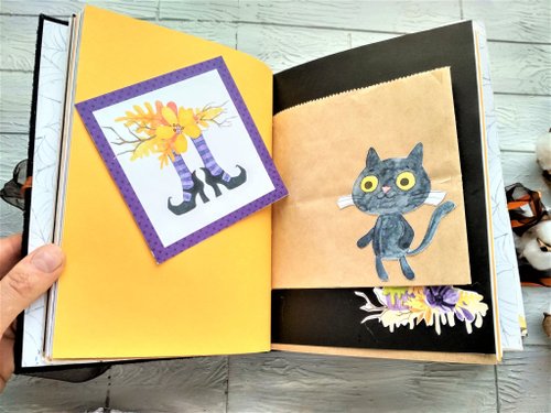 魔法のジャンクジャーナル 手作りハロウィンジャンクブックノート 魔女