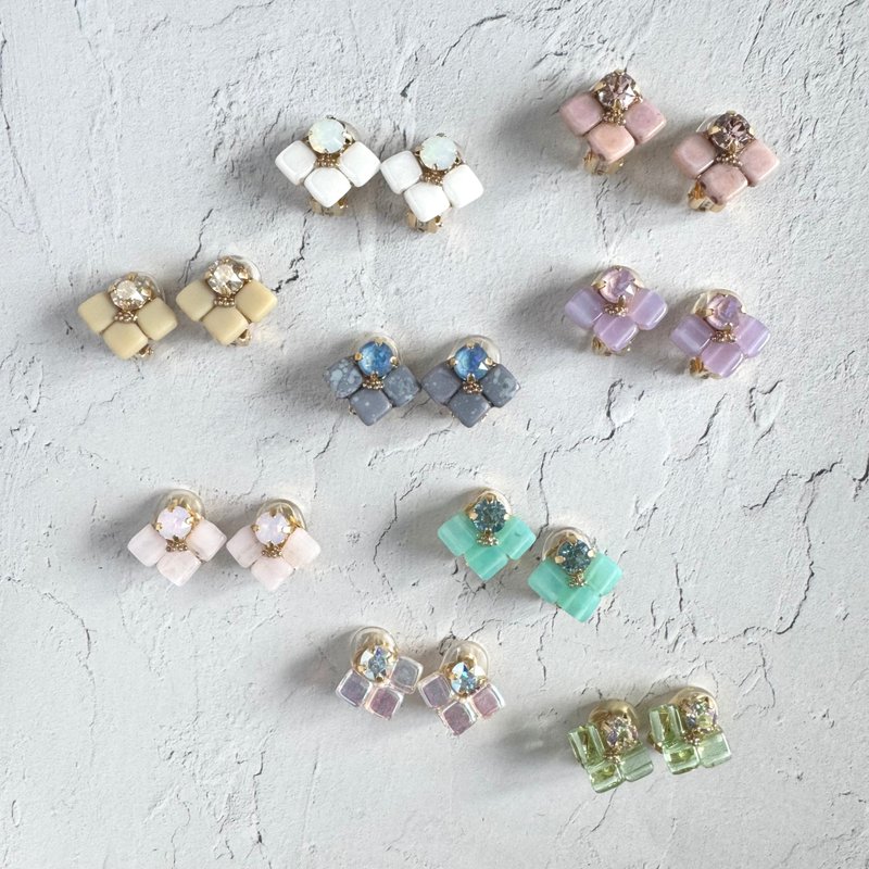 味齋 - 耳環/耳夾/耳骨夾 - 玻璃 多色