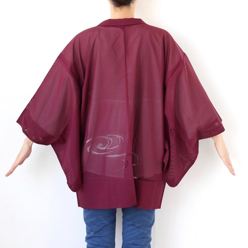 summer kimono, abstract haori, kimono top, Japanese clothing /3915 - Women's Casual & Functional Jackets - Polyester Red