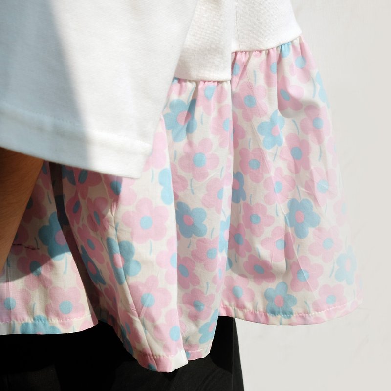 Umbrella flower wide blouse flower fairy - Women's Tops - Cotton & Hemp Pink