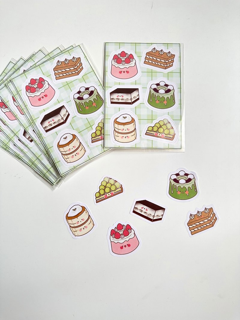 cake stickers - สติกเกอร์ - กระดาษ สีเขียว