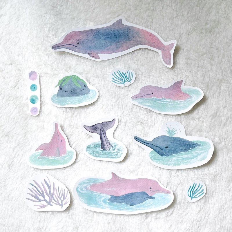 Hong Kong Mammal Chinese White Dolphin A5 Matte Sticker - Stickers - Paper Pink