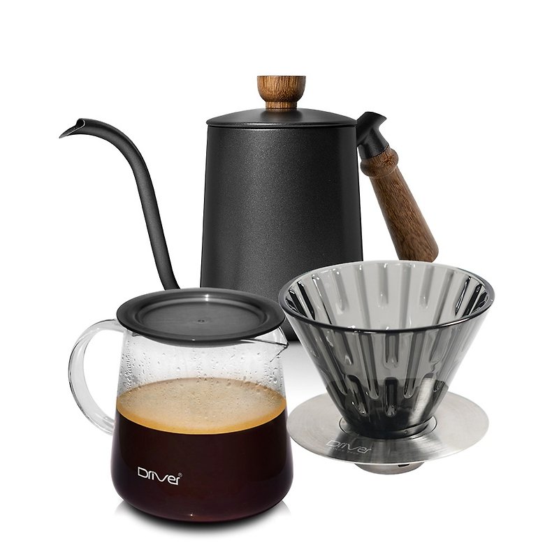 Driver Elegant Hand-brewed Coffee Pot Set - เครื่องทำกาแฟ - สแตนเลส สีแดง